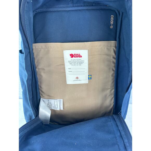 Fjallraven Kanken Navy Canvas and Leather Backpack G1000 Laptop 15 Front Pocket - Picture 10 of 11